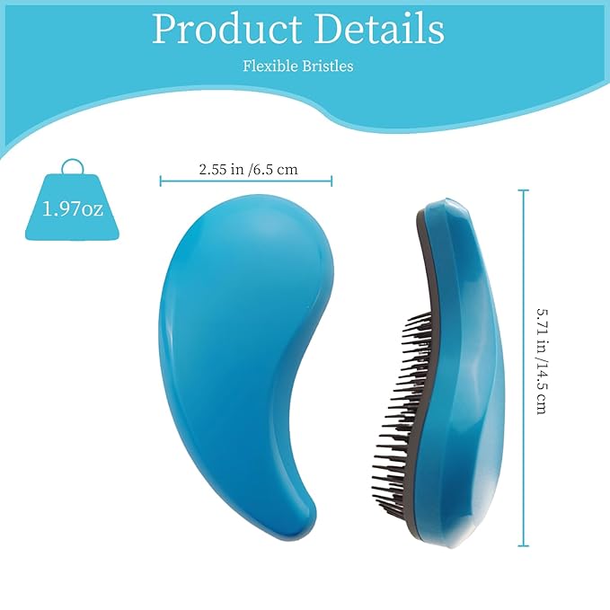 Comma-Shaped Small Dog Brush, Fit for Yorkie, Shih Tzu, Maltese Maltipoo Pomeranian - Gentle Soft Bristles for Effortless Pet Hair Removal, Puppy Essentials (Blue)