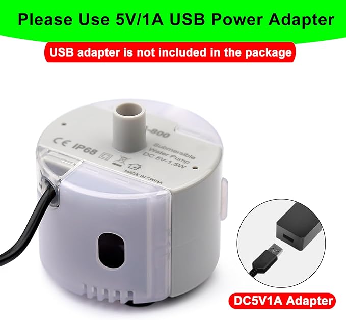 Cat Water Fountain Pump,Pet Water Fountain Pumps Replacement SMA-800 Submersible Motor,Cat Fountain Pump for Stainless Steel Cat Water Dispenser