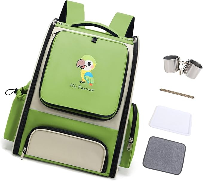 Small Bird Carriers Bag with Multiple Storage Pocket for Treats and Toy Easy to Carry Pet Transport Backpack Travel Bag