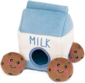ZippyPaws Burrow- Interactive Dog & Puppy Toys for Boredom, Stimulating Pet Products to Keep them Busy, Hide & Seek Plush Puzzles, Squeaky Toy for Enrichment, For Small & Medium Dogs- Milk and Cookies