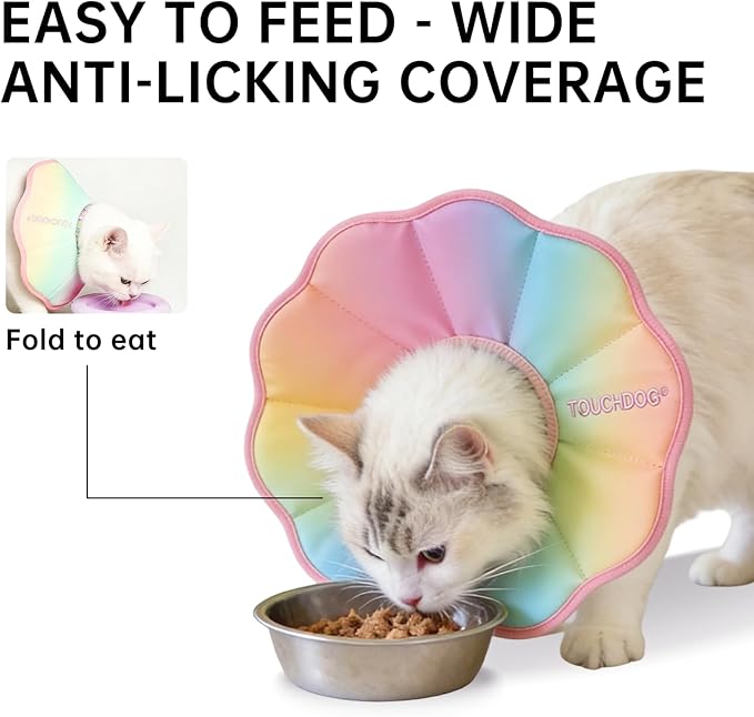Touchdog Soft Cat Cone Collar, Waterproof Recovery Collar for Cats After Surgery, Lightweight Elizabethan Collar for Kittens, Small to Large