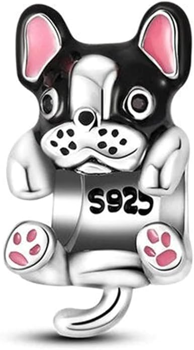 Pet Charm, Cute Dog Charm, Animal Dangle Charm, Sterling Silver Charm, Gift For Women, Friends, Wife, Mother, Christmas, and Halloween, Compatible With Pandora