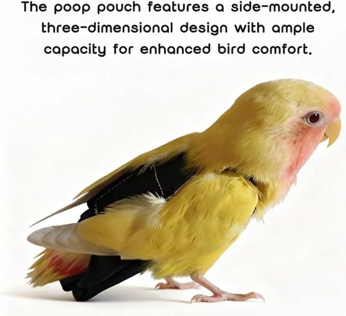 Bird Diaper Flight Suit, Cute Cosplay Parrot Clothes, Easy-to-Wear Washable Nappy, Durable Metal Ring Harness for Cockatiel, Conure, African Grey, Parakeet Outdoor Flying (with Leash,XL)