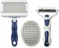 BPG Pet Grooming Tools for Dogs & Cats- 3 Piece Dog Grooming Kit, Slicker Brush, Bath Brush and Undercoat Rake- Non-Slip Easy to Use Deshedding Tools for All Coat Types