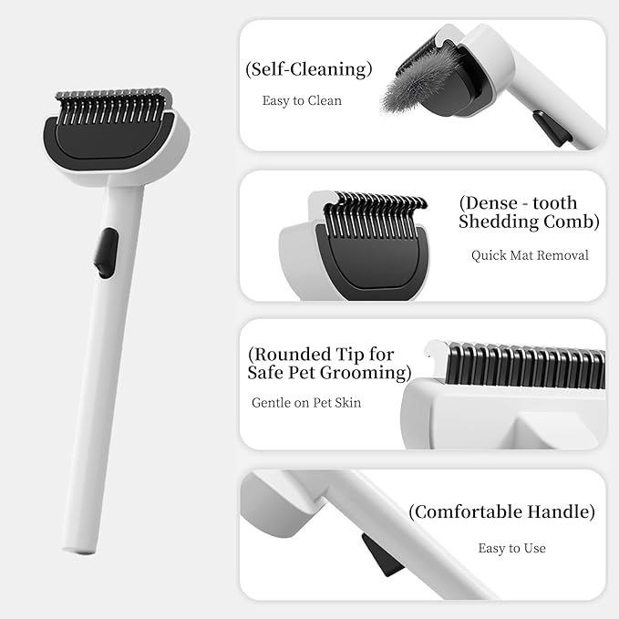 Self Cleaning Dog Undercoat Rake, Deshedding Rake Brush for Dogs, Grooming Rake for Effective Fur Removal, Ergonomic Handle Design - Ideal for Shedding Control