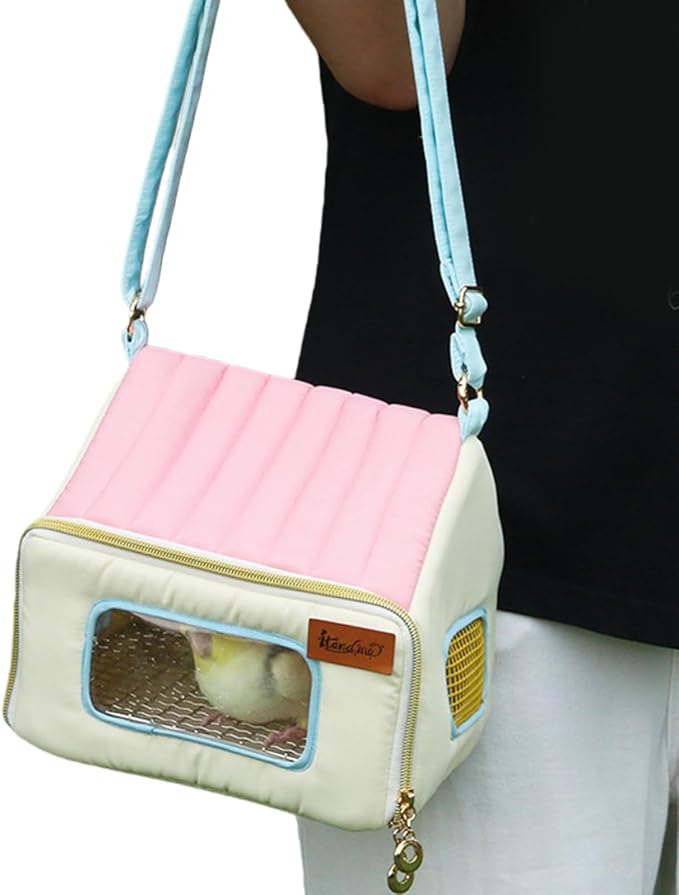 Genérico Portable Bird Carrier with Stainless Tray | Warm and Breathable Pet Travel Cage for Birds, Pigeons and Small Animals, Ideal for Home, Office, Travel
