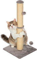 Dkelincs 33" Tall Cat Scratching Post Premium Sisal Kitten Scratcher with Hanging Ball for Indoor Cats, Cat Scratch Post for Living Room & Bedroom, Ideal for Cats at All Ages (Light Gray, 33 Inch)