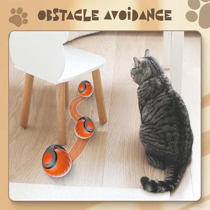 Upgrade Speedy 3.0 Tail Cat Toy, 2026 New Speedy Tail Interactive Cat Toy for Indoor Cats, USB Rechargeable Automatic Moving Smart Cat Toys Ball with Tail Two Speed Adjustment (Orange, 1PC)