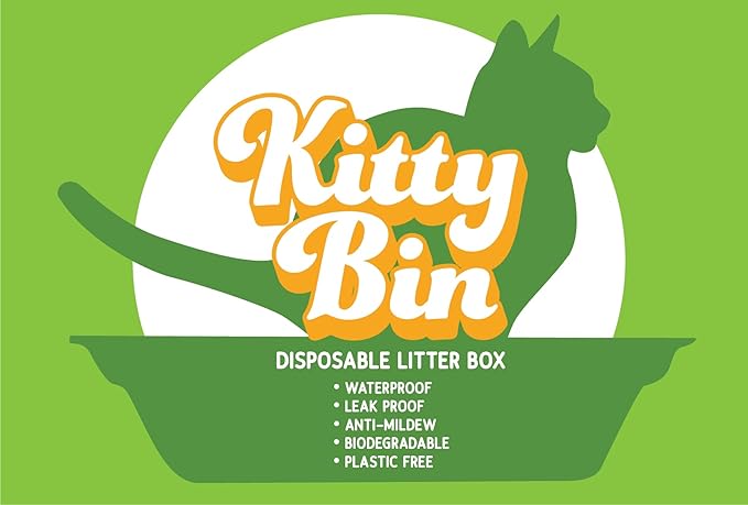 Kitty Bin Disposable Litter Boxes for Cats | Large Biodegradable Litter Box 17.5 x 4 x 10.5 Inches | Rabbit, Hampster,Guinea Pig Litter Box - 6 Count