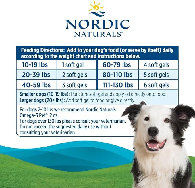 Nordic Naturals Omega-3 Pet, Unflavored - 120 Soft Gels - 320 mg Omega-3 Per Soft Gel - Fish Oil for Dogs with EPA & DHA - Promotes Heart, Skin, Coat, & Immune Health