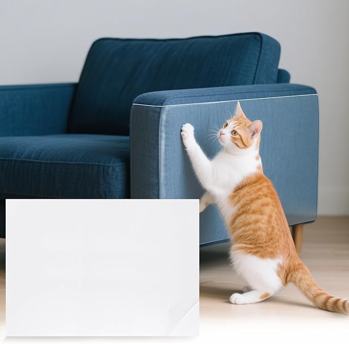 uxcell Anti Scratch Furniture Protector, 20 Sheets 17" x 12" Single-Sided Sticky Couch Protector from Cat Claws, Clear Protectors from Cats Scratching for Sofa Corners, Walls, Doors
