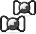 Waterproof Airtag Dog Collar Holder, Silicone & ABS Airtag Holder for Dog & Cat Collars, Ultra-Durable, Lightweight and Protective Airtag Case (Black & Black, Large)