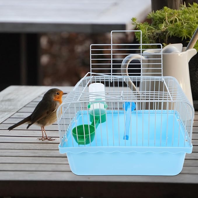 Toddmomy Portable Bird Cage for Travel with Perch Food Box and Water Dispenser Small Bird Carrier for Parrots Lovebirds 9.3X6.6X9.3 Inches