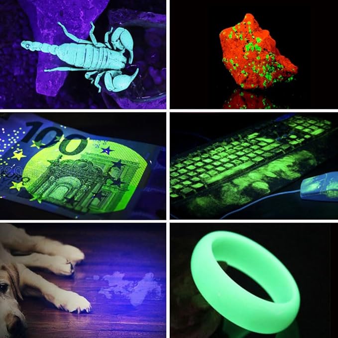 Black Light Flashlight, 365NM Rechargeable Filtered UV Flashlights with High Power Battery for pet Urine Detection, Resin Curing, Scorpions, Rocks Hunting, Car Leaks