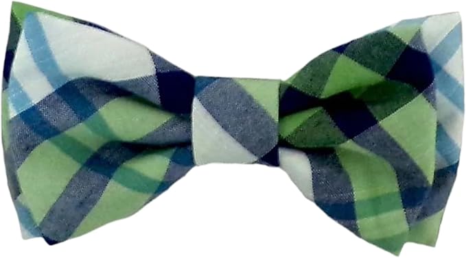 Huxley & Kent Pet Bow Tie for Dogs & Cats - Adjustable Hook & Loop Collar Accessory - Cute & Comfortable for Holidays & Celebrations - Lime Madras, Small