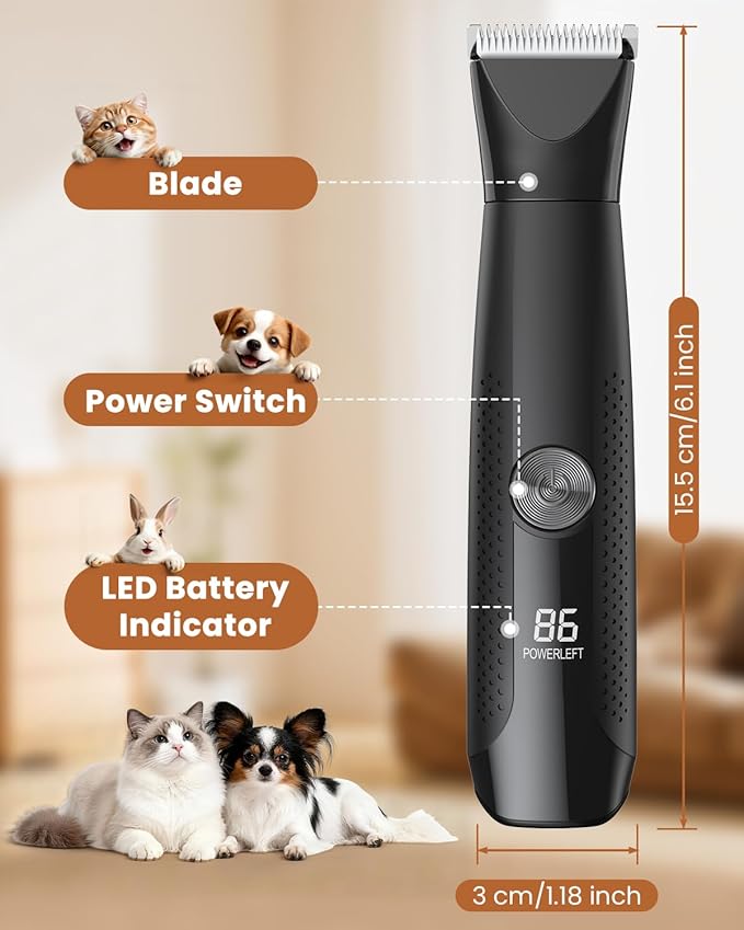All-in-1 Dog & Cat Grooming Kit for Body, Face & Paws | Gentle Nail Grinder & Quiet Pet Clipper for Stress-Free Grooming at Home