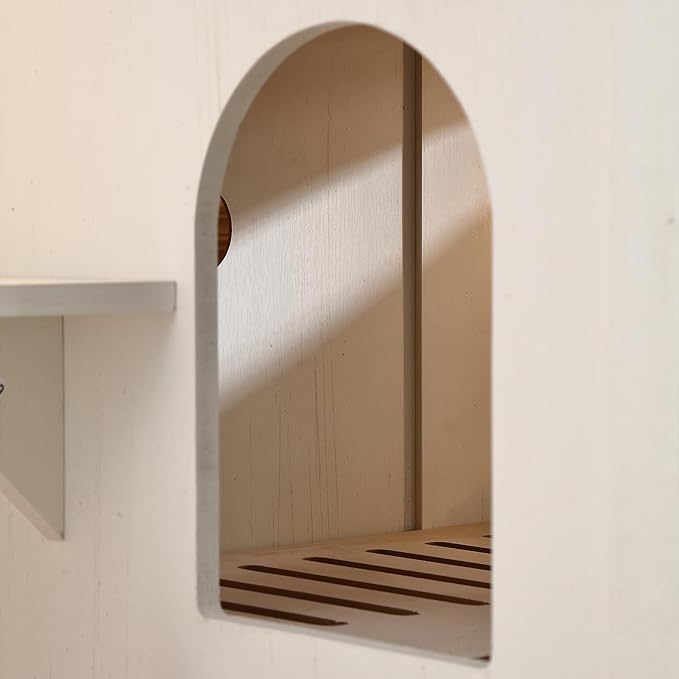 47.8'' Dog-Proof Large Cat Litter Box Enclosure with Super Convenient Litter Collector,Cat Litter Box Cabinet with Litter Leak Walkway and Glass Doors for Better View,White