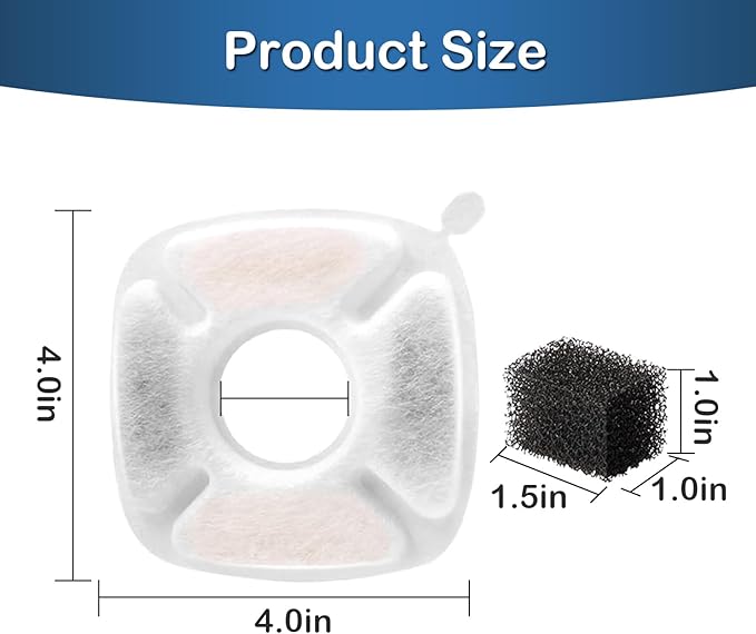 cat water fountain filter,Pet Water Fountain Filter Replacement Filters Compatible with Veken 95oz/2.8L Pet Fountain,Contains 8 Cat Fountain Filters and 8 Sponges