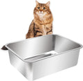 Kichwit Large Stainless Steel Cat Litter Box with High Sides, Metal Litter Pan for Big Cats, Non Stick Smooth Surface, Easy to Clean (23.4" L x 15.5" W x 7.6" H)