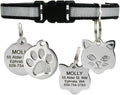 GoTags Reflective Cat Collar with Personalized ID Tag in Stainless Steel, Breakaway Cat Collar with Bell and Custom Engraved Cat Tag with up to 4 Lines of Custom Text, (Black)