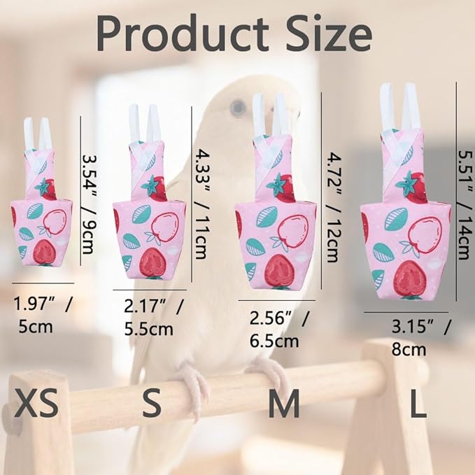 4pcs Bird Diaper Parrot Flight Suit with Waterproof Inner Layer Pigeon Pants Parrot Nappy Reusable Cockatiel Clothes Adjustable for Parakeet Mini Macaw Budgie Canary - color1 XS