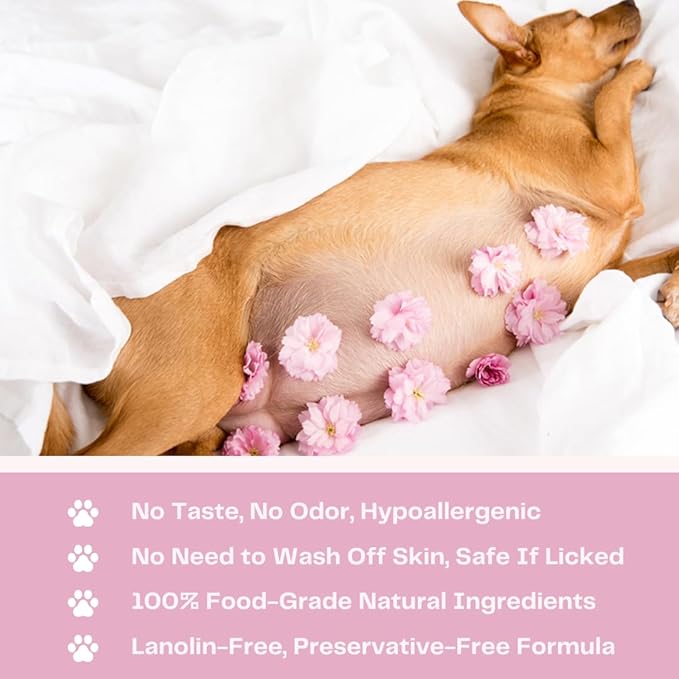 Nipple Soothing Balm for Nursing Dogs & Cats – Lick-Safe, Lanolin-Free, All-Natural Nipple Butter – Soothes Chapped & Cracked Skin – Coconut Oil, Shea Butter, Vitamin E, 2.11 oz