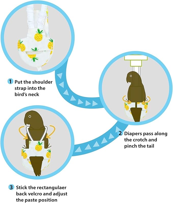 6-Piece Bird Diaper Set for Parrots, Reusable Protective Flight Suits with Waterproof Inner Layer, Washable Urine Wet Suit for Cockatiel, Parakeet, Budgie, and Small Birds (L)