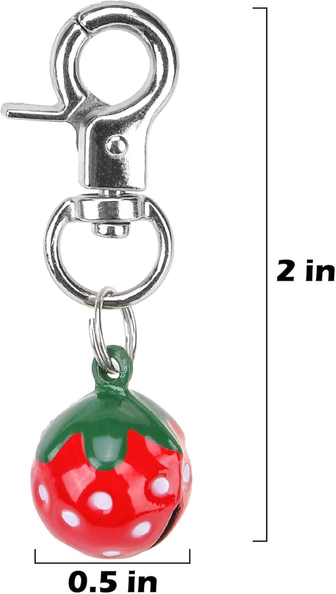 EXPAWLORER Pet Bells for Dog Cat Collar Charm - 2 Pack Cat Collar Accessories Bells Loud, Pet Jingle Ornament Training Pendant Neck Decoration Strawberry Shaped, Tracker for Saving Birds