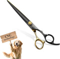 7.5'' Straight Dog Grooming Scissors CNC 440C Blades Sharp and Durable Dog Shears Black and Gold Pet Scissors Smooth Cutting Easy to Use for Professional Groomer