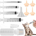 Pet Feeding Syringe with Nipple, Silicone Feeding Tools for Kitten Puppy Feeding Syringe for Newborn Cat Dog Small Animals Rabbits (4 syringe+ 1 bottle+1 brush)