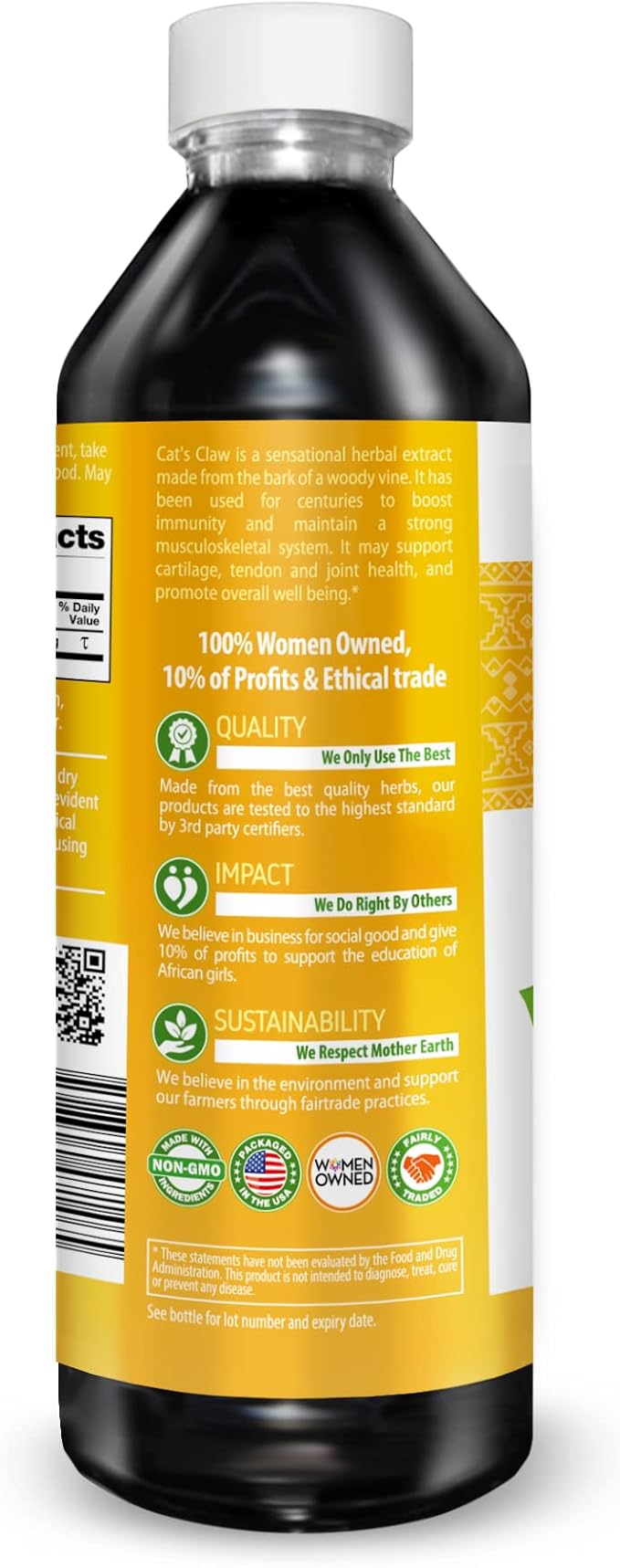 Cat's Claw Liquid Extract - Herbal Supplement for Digestive Boost, Joint/Muscle Support, Immunity, Heart Support- Superior Absorption-Organic 12oz -23 Servings/Bottle -Made in USA -Herbal Goodness