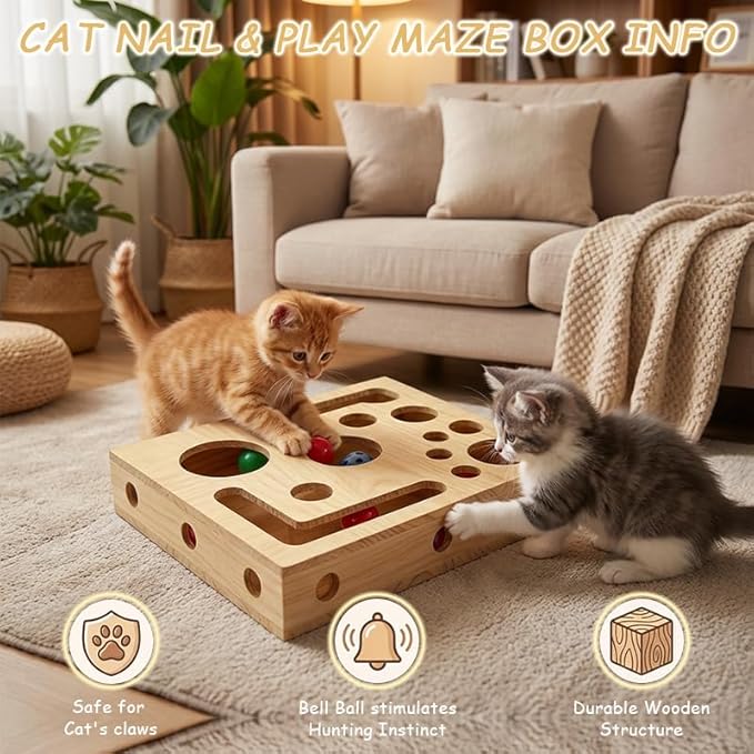 2026 New Cat Scratch Puzzle Enrichment Box, Cat Nail File Box with Sandpaper Inside, Toy Gift for a Cats That Hates Having Its Nails Trimmed, Stress-Free Alternative to Trimming Nails