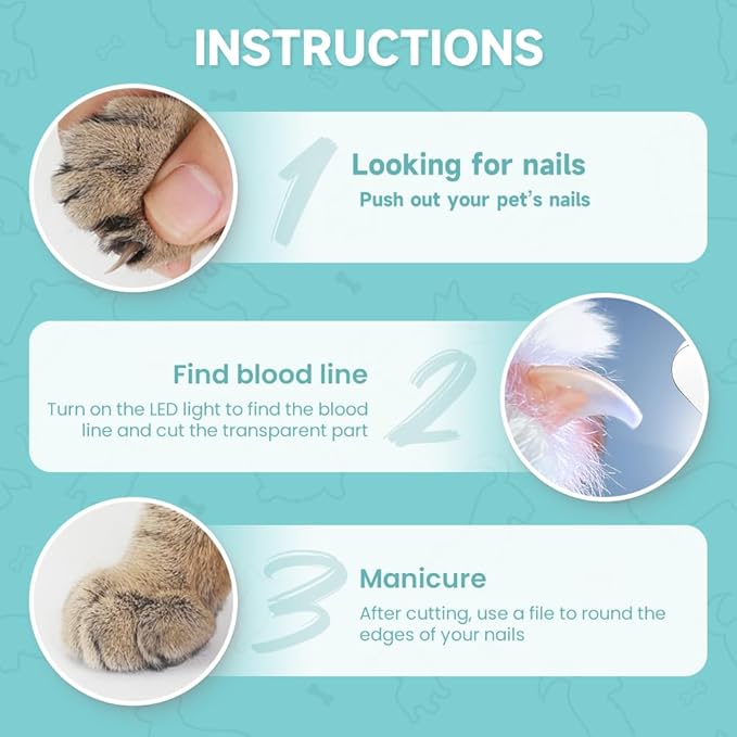 Pet Nail Clippers,2026 New Cat Nail Clipper with LED Light,Professional Claw Trimmer,Easy and Pain-Free Grooming Tool for Tiny Kitten Bunny Rabbit Bird Guinea Pigs Ferret Hamsters (A-Blue/1pcs)
