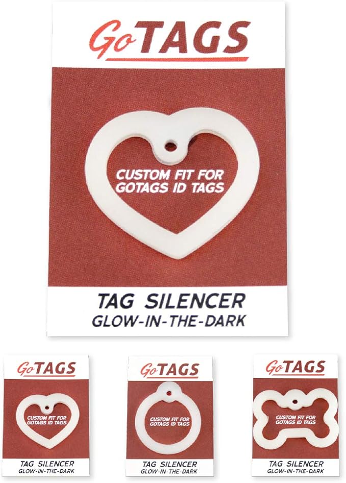 GoTags Dog Tag Silencers, Glow in The Dark Silencer to Quiet Noisy Pet Tags