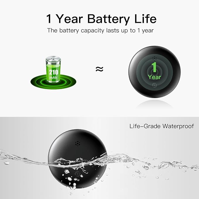 RAINDROPS Air Tracker Tags 4 Pack, Bluetooth Tracker Works with Apple Find My, Item Finder for Keys, Luggage, Backpack, Pets (iOS Only, Black, 4 Pack)