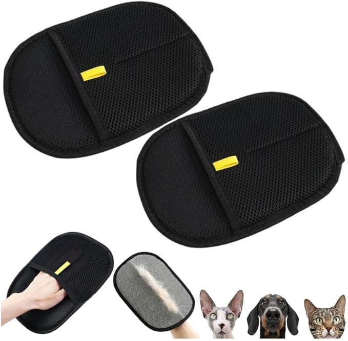 Pet Hair Remover Gloves, Reusable Electrostatic Dog & Cat Hair Remover for Couch, Clothes & Car Seats (2 Pack)