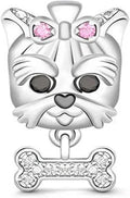 Pet Charm, Cute Dog Charm, Animal Dangle Charm, Sterling Silver Charm, Gift For Women, Friends, Wife, Mother, Christmas, and Halloween, Compatible With Pandora