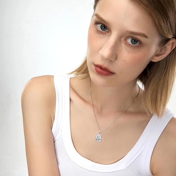 Guinea Pig/Raccoon/Butterfly/Panda/Hummingbird/Giraffe/Rabbit Necklace 925 Sterling Silver Animal Pendant Jewelry Gift for Women Mom