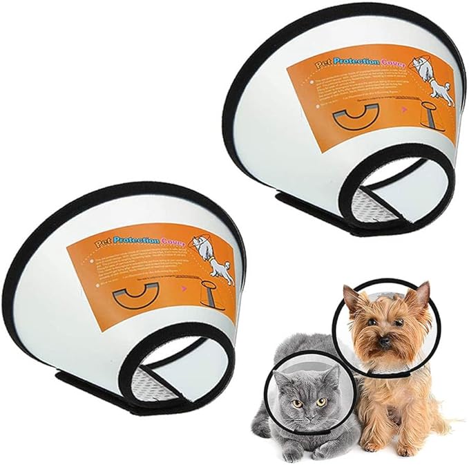 VOVIGGOL 2 Pack Cat Cones to Stop Licking, Pet E Collar Pet Cone for Kitten Cones After Surgery, Cat Elizabethan Collar Kitty Head Cone Recovery Cone for Small Cats Kitten Rabbits (Size S, 6#)