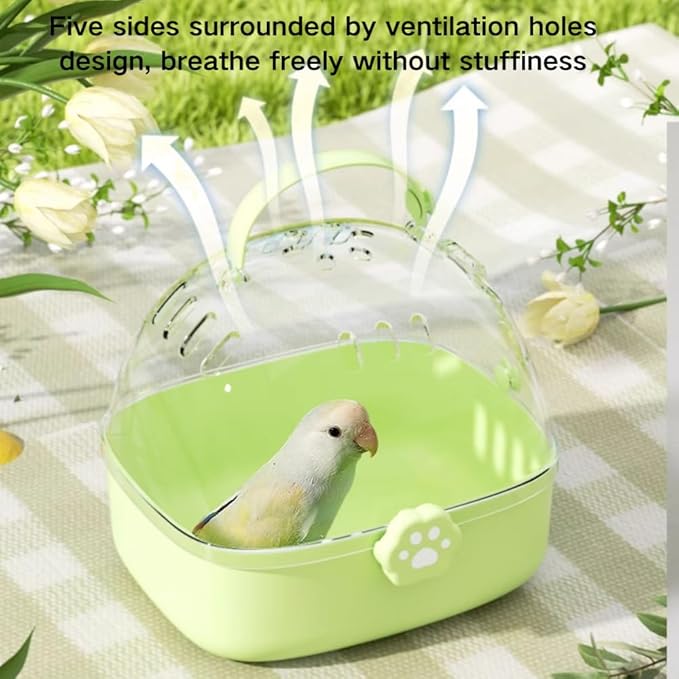 Bird Carrier Cage with Water Bottle, Portable Parrot Travel Carrier Carry Case 7.2" L*6.4 W *6.7” H for Small Pets, Lovebird, Budgie, Parakeet, Gerbils, Mice, Dwarf Hamster, Small Animal (Green)
