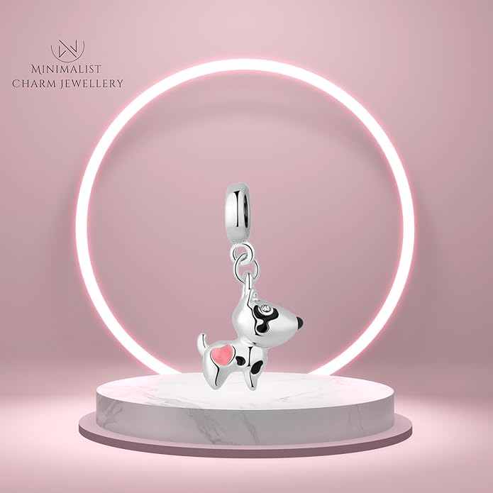 Pet Charm, Cute Dog Charm, Animal Dangle Charm, Sterling Silver Charm, Gift For Women, Friends, Wife, Mother, Christmas, and Halloween, Compatible With Pandora