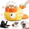 2 in 1 Dog Interactive Slow Feeder, 2026 New Slow Feeder Dog Bowl, Duck Treat Dispenser, Automatic Feeding Machine Intelligent for Small, Medium Dogs, Cats (Yellow)