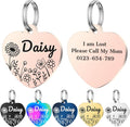 Personalized Dog Tags, Stainless Steel Pet Tags Personalized Cat, Collar Charm Engraved on Both Sides, up to 4 Lines of Custom Text, Multiple Patterns Colors Size Options (Daisy, XSmall)
