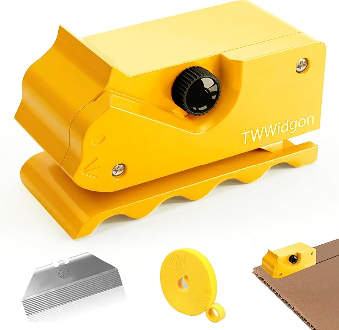 Cardboard Cutter for Cat Scratchers,Includes 10 Blades,3m nylon reusable strap,Non 3D Printed,DIY Cat Scratchers Cardboard Strip Tool,,Cardboard Cutting Machine for Cat Lovers (Yellow, Non-3D Printed)