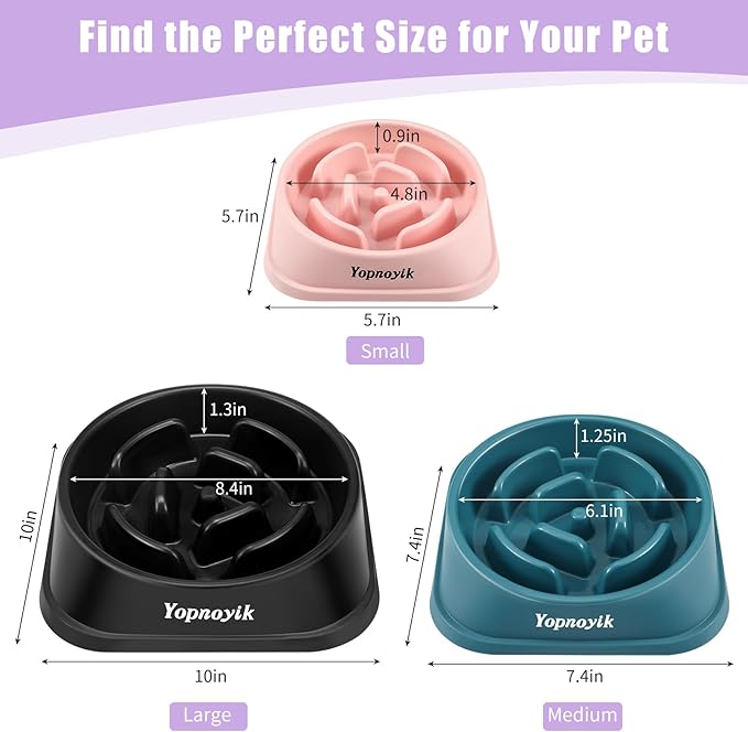 Slow Feeder Dog Bowls for Healthy Eating, Non-Slip and Anti-Choking Design, Reduces Bloating & Overeating for Medium Dogs and Cats, Easy to Clean
