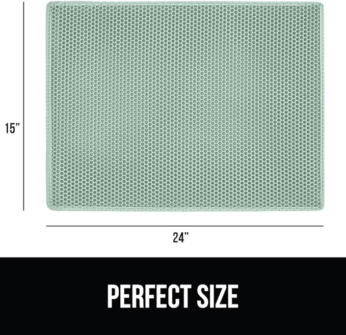 GORILLA GRIP Honeycomb Cat Litter Box Mat, Two Layer Trapping Waste Mats, Soft On Paws, Litter Box Supplies and Essentials for Indoor Cats, Traps Excess, Water Resistant for Floors, 24x15 Sage