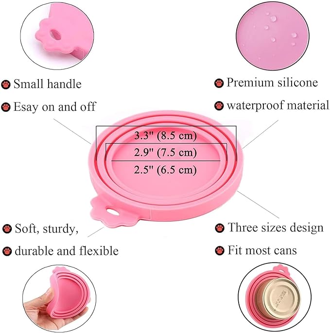 Food Can Lids, 6 Pcs Silicone Pet Food Can Covers for Dog & Cat Food, One Tin Cap Fit Most Standard Size Dog Cat Food Canned（Multicolor）
