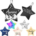 Personalized Dog Tags and Cat Tags, Stainless Steel Pet ID Tags, Collar Charm Engraved on Both Sides, up to 4 Lines of Custom Text, Various Patterns and Colors Options (Star)