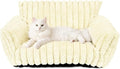Pesonlook Cute Cat Couch for Pets - Fluffy Cat beds with Premium Soft Corduroy Fleece, Cozy Pet Sofa with Removable Washable Cover & Non-Slip Bottom, for Indoor Cats and Small Dogs, 30 Inch, Cream