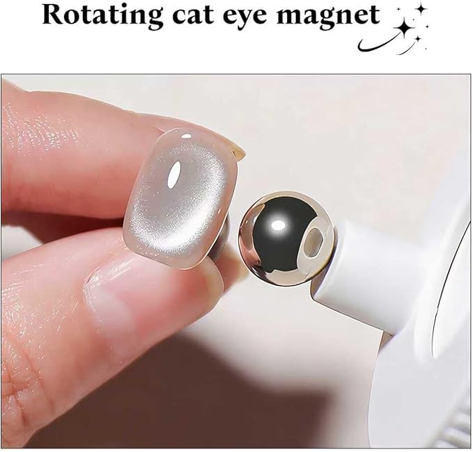 2026 New Rotating Cat Eye Magnet, Beginner Friendly Nail Tool with Uniform Magnetic Force and Excellent Light Absorption, Can Easily DIY Glossy Cat Eye Effect (1*White+1*Ball Magnet)